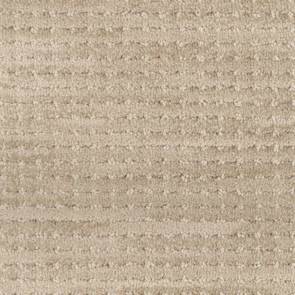 Close-up of Imagine Pet Friendly Carpet in beige, featuring a subtle grid-like pattern of small, raised loops and lines. The soft, plush surface highlights its handmade look and is designed for durability in pet-friendly homes.