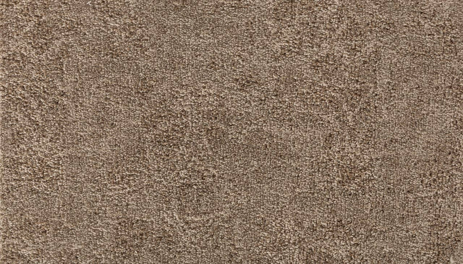 Close-up of the Subtle Grandeur On Trend Carpet, featuring a textured looped pile in varying shades of brown and beige Kashmere nylon for a subtle, mottled look.