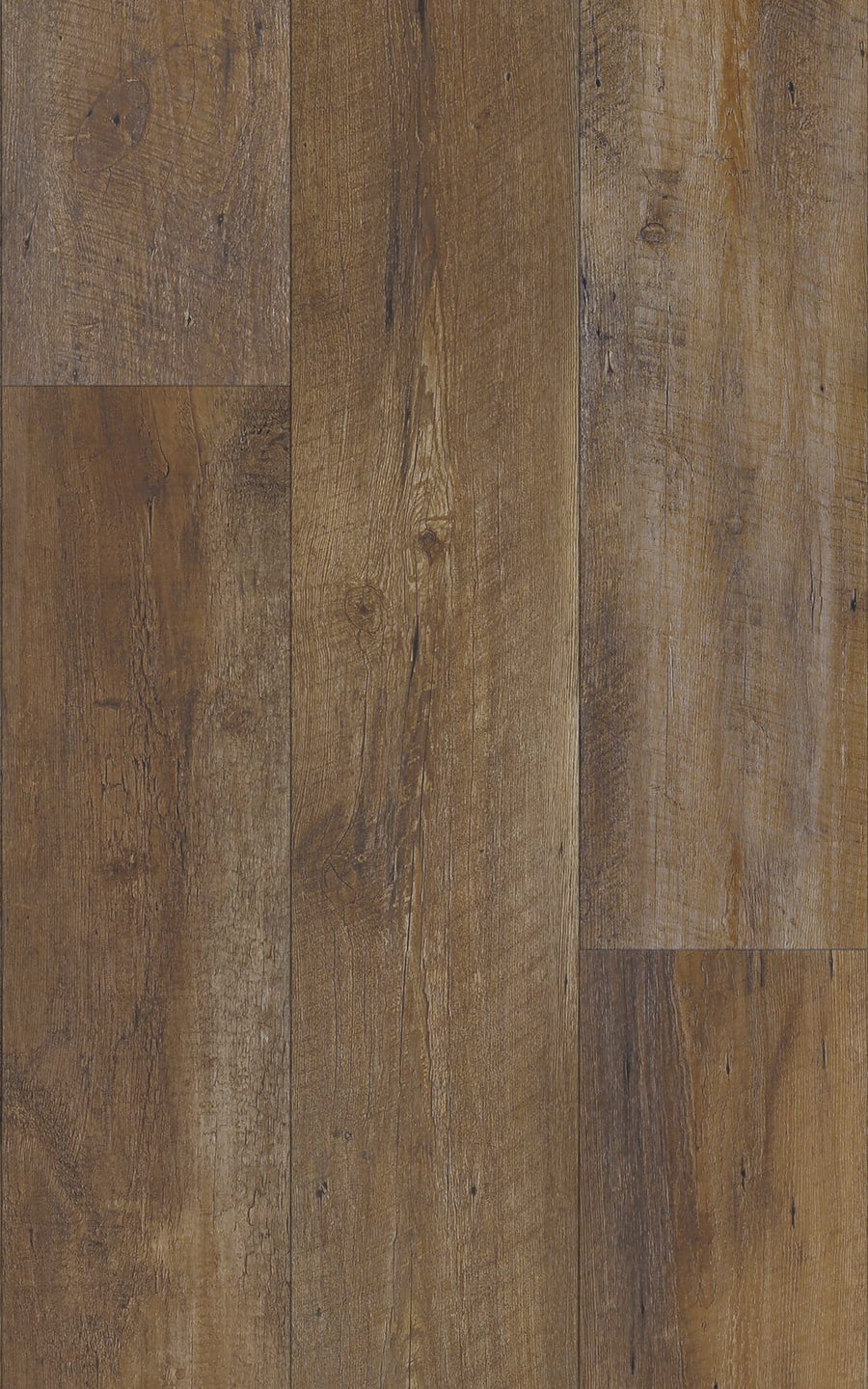 Close-up view of ArmorStep 7" Vinyl Plank, featuring rich brown tones, natural wood grain patterns with knots, and subtle texture variations—all in a durable, waterproof flooring option.