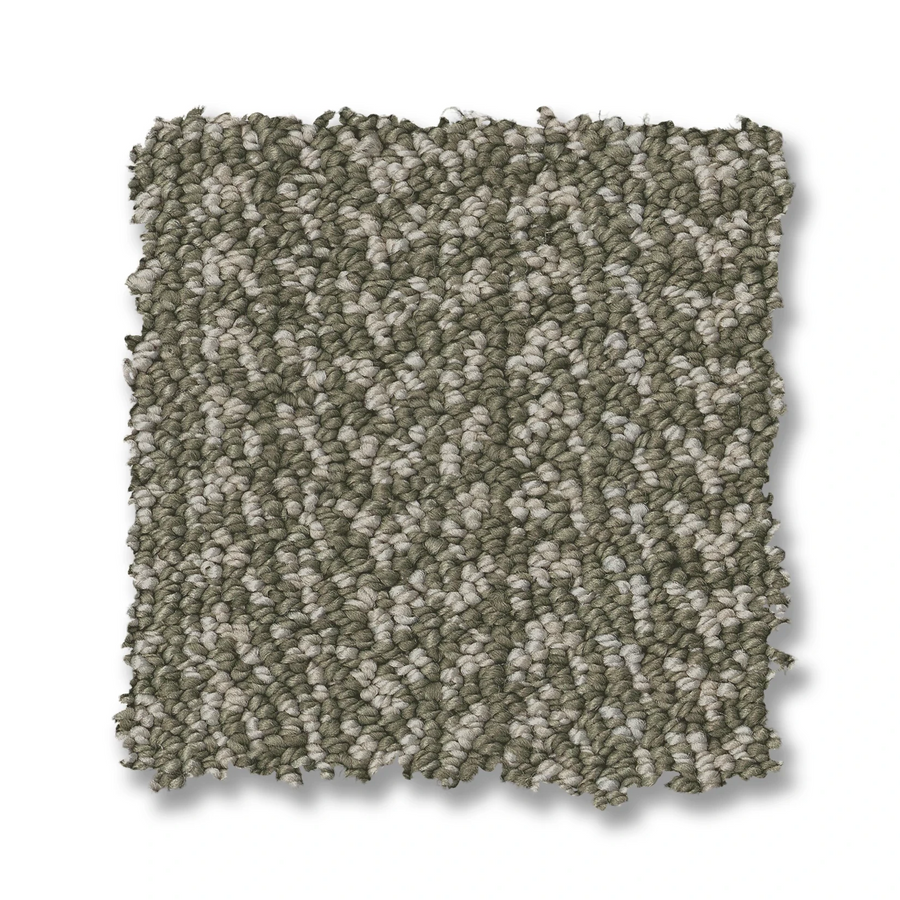 Square sample of Marquet On Trend Carpet, featuring a modern loop pile with taupe, beige, and gray fibers on a white background. The soft, dense texture makes it ideal for contemporary interiors.