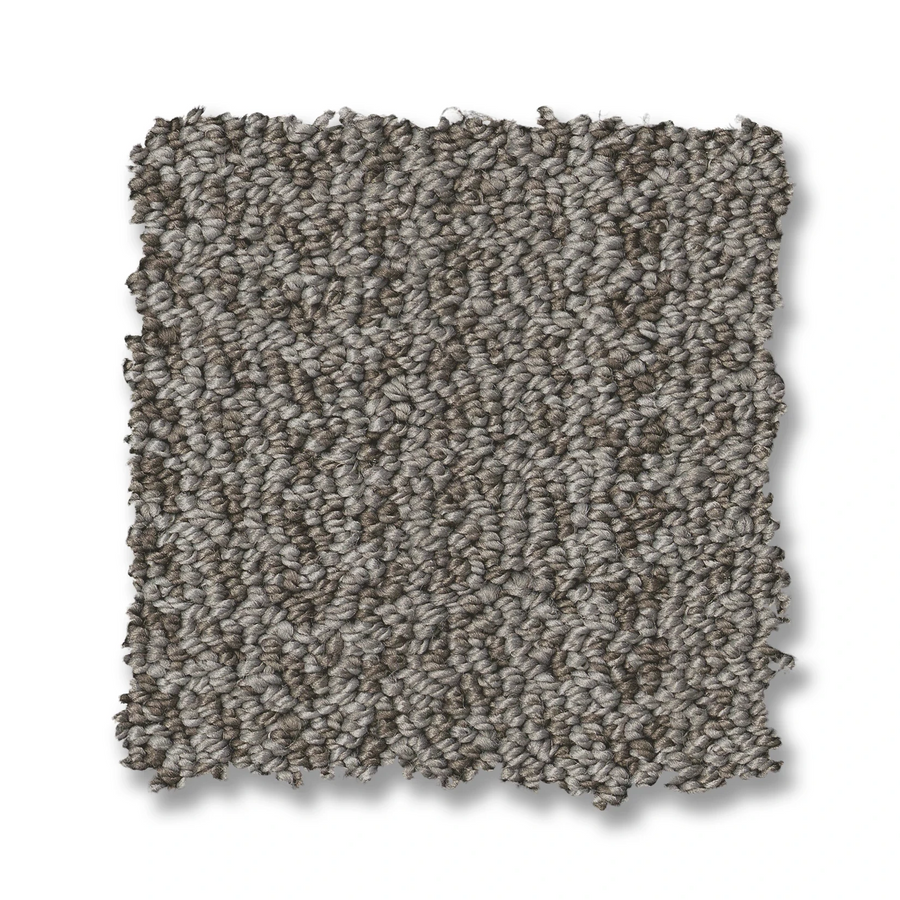 A square sample of Marquet On Trend Carpet in medium gray loop pile with a subtly textured, modern look, displayed against a white background.