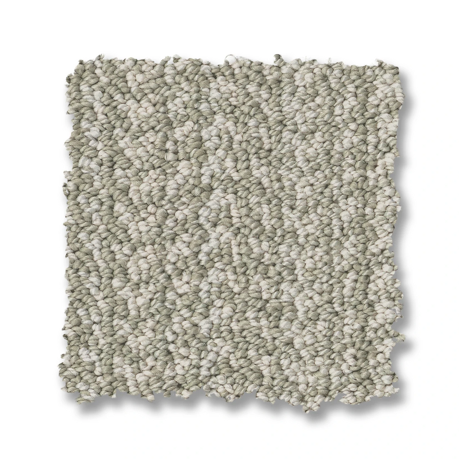 A square swatch of Marquet On Trend Carpet in light gray, featuring tightly looped fibers and a subtle braided pattern, displayed on a white background.