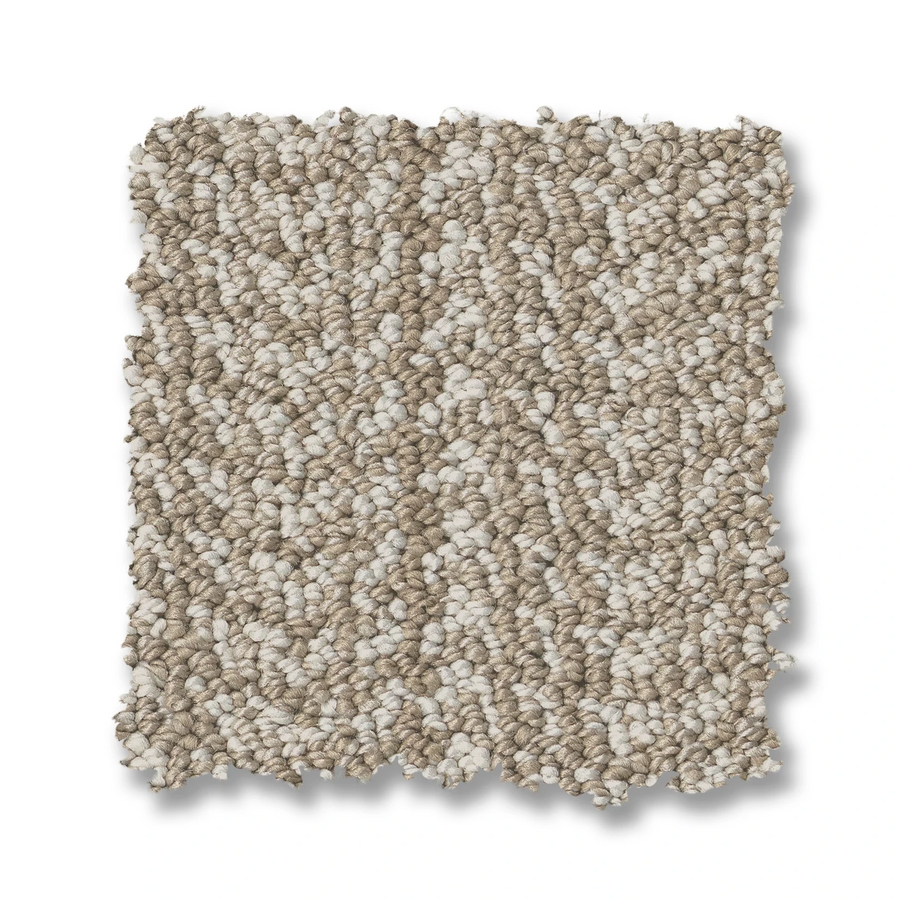 The Marquet On Trend Carpet is a rectangular swatch in beige and off-white, with a contemporary looped pile pattern and slightly uneven edges, displayed on a white background.