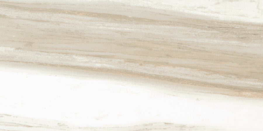 The Monte Carlo 12x24 Matte Porcelain Tile features a light beige and white marble look with natural horizontal veins and soft, flowing lines, showcasing luxury and beauty in varying beige and cream shades.