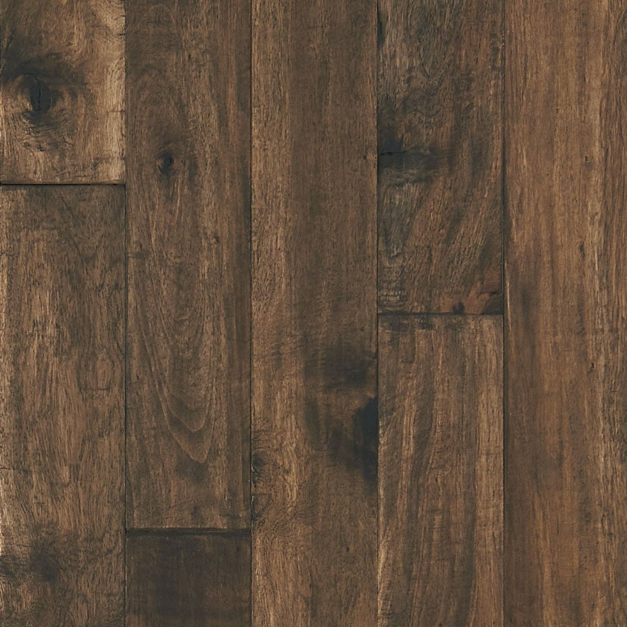 Close-up of Palisade 5" White Teak Hardwood flooring featuring natural grain patterns, knots, and subtle color variations that create a textured look ideal for modern farmhouse interiors.