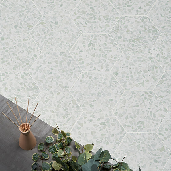 A plant beside a vase sits atop Riazza 9