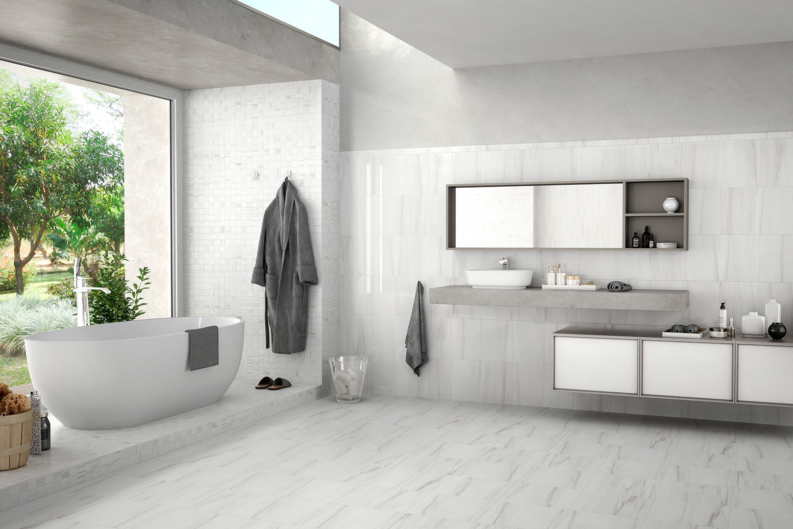 千羽鶴 (ホワイト） Ontario 13x26 Porcelain Tile