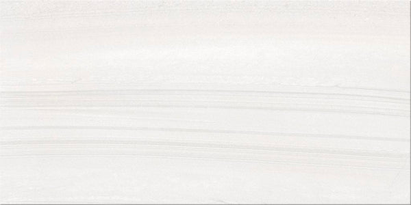 The Sandwaves 24x48 Porcelain Tile features a smooth, light gray and off-white surface with subtle horizontal lines and wavy patterns, capturing the look of natural sandstone—ideal for contemporary interiors.