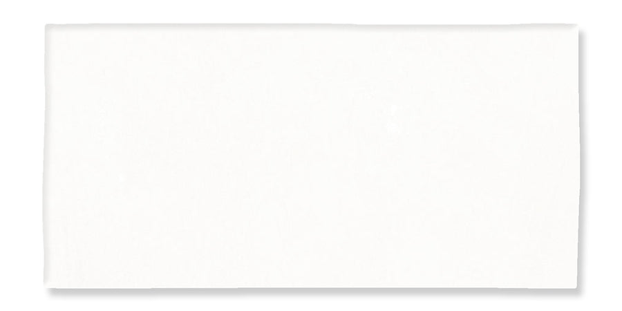 A plain, rectangular Fez 2.5x5 Subway Tile is displayed against a white background, highlighting its clean lines and classic simplicity reminiscent of traditional subway tiles.